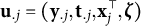 bold u Subscript period j Baseline equals left parenthesis bold y Subscript period j Baseline comma bold t Subscript period j Baseline comma bold x Subscript j Superscript normal down tack Baseline comma bold italic zeta right parenthesis