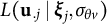 upper L left parenthesis bold u Subscript period j Baseline vertical bar bold italic xi Subscript j Baseline comma sigma Subscript theta v Baseline right parenthesis