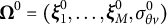bold upper Omega Superscript 0 Baseline equals left parenthesis bold italic xi 1 Superscript 0 Baseline comma ellipsis comma bold italic xi Subscript upper M Superscript 0 Baseline comma sigma Subscript theta v Superscript 0 Baseline right parenthesis