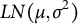 upper L upper N left parenthesis mu comma sigma squared right parenthesis