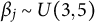 beta Subscript j Baseline tilde upper U left parenthesis 3 comma 5 right parenthesis