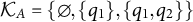 script upper K Subscript upper A Baseline equals StartSet normal empty set comma StartSet q 1 EndSet comma StartSet q 1 comma q 2 EndSet EndSet