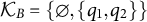 script upper K Subscript upper B Baseline equals StartSet normal empty set comma StartSet q 1 comma q 2 EndSet EndSet