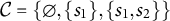 script upper C equals StartSet normal empty set comma StartSet s 1 EndSet comma StartSet s 1 comma s 2 EndSet EndSet