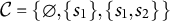 script upper C equals StartSet normal empty set comma StartSet s 1 EndSet comma StartSet s 1 comma s 2 EndSet EndSet