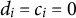 d Subscript i Baseline equals c Subscript i Baseline equals 0