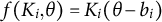 f left parenthesis upper K Subscript i Baseline comma theta right parenthesis equals upper K Subscript i Baseline left parenthesis theta minus b Subscript i Baseline right parenthesis