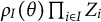 rho Subscript upper I Baseline left parenthesis theta right parenthesis product Underscript i element of upper I Endscripts upper Z Subscript i
