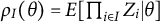 rho Subscript upper I Baseline left parenthesis theta right parenthesis equals upper E left bracket product Underscript i element of upper I Endscripts upper Z Subscript i Baseline vertical bar theta right bracket