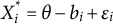 upper X Subscript i Superscript asterisk Baseline equals theta minus b Subscript i Baseline plus epsilon Subscript i