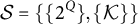 script upper S equals StartSet StartSet 2 Superscript upper Q Baseline EndSet comma StartSet script upper K EndSet EndSet
