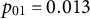 p 01 equals 0.013