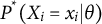 upper P Superscript asterisk Baseline left parenthesis upper X Subscript i Baseline equals x Subscript i Baseline vertical bar theta right parenthesis