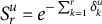 upper S Subscript r Superscript u Baseline equals e Superscript minus sigma summation Underscript k equals 1 Overscript r Endscripts delta Super Subscript k Super Superscript u