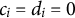 c Subscript i Baseline equals d Subscript i Baseline equals 0