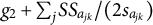 g 2 plus sigma summation Underscript j Endscripts upper S upper S Subscript a Sub Subscript j k divided by left parenthesis 2 s Subscript a Sub Subscript j k Subscript Baseline right parenthesis