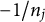 negative 1 divided by n Subscript j