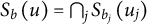 upper S Subscript b Baseline left parenthesis u right parenthesis equals intersection Underscript j Endscripts upper S Subscript b Sub Subscript j Baseline left parenthesis u Subscript j Baseline right parenthesis