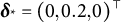 bold italic delta Subscript asterisk Baseline equals left parenthesis 0 comma 0.2 comma 0 right parenthesis Superscript normal down tack
