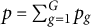 p equals sigma summation Underscript g equals 1 Overscript upper G Endscripts p Subscript g