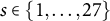 s element of StartSet 1 comma ellipsis comma 27 EndSet