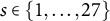 s element of StartSet 1 comma ellipsis comma 27 EndSet