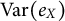upper V a r left parenthesis e Subscript upper X Baseline right parenthesis