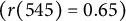left parenthesis r left parenthesis 545 right parenthesis equals 0.65 right parenthesis