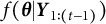 f left parenthesis bold italic theta vertical bar bold italic upper Y Subscript 1 colon left parenthesis t minus 1 right parenthesis Baseline right parenthesis