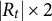 StartAbsoluteValue upper R Subscript t Baseline EndAbsoluteValue times 2