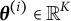 bold italic theta Superscript left parenthesis i right parenthesis Baseline element of double struck upper R Superscript upper K