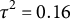 tau squared equals 0.16
