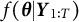 f left parenthesis bold italic theta vertical bar bold italic upper Y Subscript 1 colon upper T Baseline right parenthesis