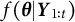 f left parenthesis bold italic theta vertical bar bold italic upper Y Subscript 1 colon t Baseline right parenthesis