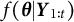 f left parenthesis bold italic theta vertical bar bold italic upper Y Subscript 1 colon t Baseline right parenthesis