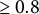 greater than or equals 0.8