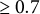 greater than or equals 0.7