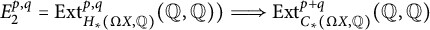 upper E 2 Superscript p comma q Baseline equals upper E x t Subscript upper H Sub Subscript asterisk Subscript left parenthesis normal upper Omega upper X comma double struck upper Q right parenthesis Superscript p comma q Baseline left parenthesis double struck upper Q comma double struck upper Q right parenthesis right parenthesis long right double arrow upper E x t Subscript upper C Sub Subscript asterisk Subscript left parenthesis normal upper Omega upper X comma double struck upper Q right parenthesis Superscript p plus q Baseline left parenthesis double struck upper Q comma double struck upper Q right parenthesis