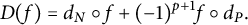 upper D left parenthesis f right parenthesis equals d Subscript upper N Baseline ring f plus left parenthesis negative 1 right parenthesis Superscript p plus 1 Baseline f ring d Subscript upper P Baseline period