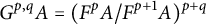 upper G Superscript p comma q Baseline upper A equals left parenthesis upper F Superscript p Baseline upper A divided by upper F Superscript p plus 1 Baseline upper A right parenthesis Superscript p plus q