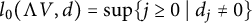l 0 left parenthesis normal upper Lamda upper V comma d right parenthesis equals sup left brace j greater than or equals 0 vertical bar d Subscript j Baseline not equals 0 right brace