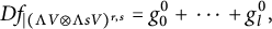 upper D f Subscript vertical bar left parenthesis normal upper Lamda upper V circled times normal upper Lamda s upper V right parenthesis Sub Superscript r comma s Subscript Baseline equals g 0 Superscript 0 Baseline plus midline horizontal ellipsis plus g Subscript l Superscript 0 Baseline comma