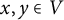 x comma y element of upper V
