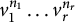 v 1 Superscript n 1 Baseline ellipsis v Subscript r Superscript n Super Subscript r Superscript