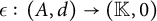 epsilon colon left parenthesis upper A comma d right parenthesis right arrow left parenthesis double struck upper K comma 0 right parenthesis