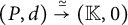 left parenthesis upper P comma d right parenthesis ModifyingAbove right arrow With asymptotically equals left parenthesis double struck upper K comma 0 right parenthesis