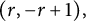 left parenthesis r comma negative r plus 1 right parenthesis comma