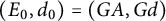 left parenthesis upper E 0 comma d 0 right parenthesis equals left parenthesis upper G upper A comma upper G d right parenthesis