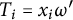 upper T Subscript i Baseline equals x Subscript i Baseline omega prime