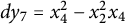 d y 7 equals x 4 squared minus x 2 squared x 4